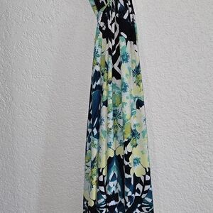 New York & Company Floral Maxi Dress in Blue and Yellow